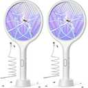 YISSVIC Electric Fly Swatter 4000V Bug Zapper Racket Dual Modes Mosquito Killer with Purple Mosquito Light Rechargeable for Indoor Home Office Backyard Patio Camping