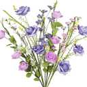CISDUEO 7 Pcs Wildflowers Artificial Flowers Roses and Lily of The Valley Faux Wildflowers Summer Fake Flowers Spring Bunches Silk Floral Arrangement Wedding Party Decoration Table Centerpieces Home