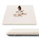 1.5" Thick Baby Play Mat for Floor, 50x50 Playpen Mat, Pro Soft Flannel Foam Mats Toddler Infant Kids Crawling for Nursery Rug Playroom Living Room Waterproof Easy Care Non-Slip (Beige)