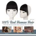 BARSDAR Real Human Hair Clip in Bangs - Natural Black Clip in Human Hair Bangs for Women - Natural Black Thick Bangs Extensions Fringe with Temples Real Hair Bangs Hairpieces