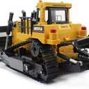 fisca Remote Control Bulldozer RC 1/16 Full Functional Construction Vehicle, 2.4Ghz 11 Channel Dozer Front Loader Toy with Light and Sound for Kids Age 6, 7, 8, 9, 10 and Up Years Old, 14.8 x 7.7 x 6.1 inches