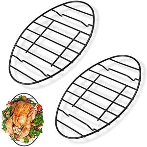 Fivebop 3 Pack Roasting Racks Oval Non Stick Stainless Steel Cooling Rack Grill Cooking Baking Grilling Roasting Steamer Rack Oven and Dishwasher Safe 9x6