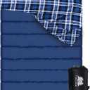 Cotton Flannel Double Sleeping Bag for Camping, Backpacking Or Hiking.Queen Size Two Person Sleeping Bags for Adults. Waterproof and Lightweight Travel Sack Included.