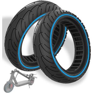 8.5 x 2.0 Inches Electric Scooter Gotrax Tire 50/75-6.1 Solid Tire Fit for Gotrax Gxl V2/XR Apex Xl~Hiboy S2 Max Pro~Hover 1~AOVOPRO ES80~Xiaomi, 8 1/2" Tyre Anti-explosion Replacement Wheel (Coil Blue 2Pcs)