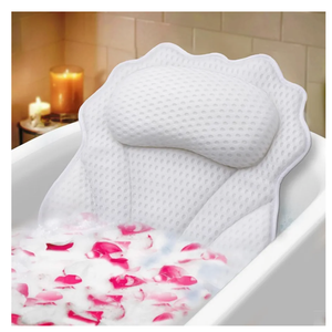 Bath Pillow RUVINCE Ergonomic Luxury Bathtub Pillow with Head,Neck, Shoulder and Back Support, 4D Bath Pillows for tub with 6 Powerful Suction Cups, Fits All Bathtub, Spa Tub, Hot Jacuzzi (White)