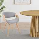 Armen Living Butterfly Mid-Century Dining Chair with Grey Fabric Upholstered Seat and Oak Finish