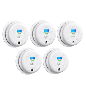 5 Packs, Smoke Combination CO Alarm,2-in-1 Detection, CO Detector,Smoke Detector,Battery Powered CO Alarm with LEDs,Digital Display,Test Button,Low Battery Warning,85db Alarm,Flexible Installation