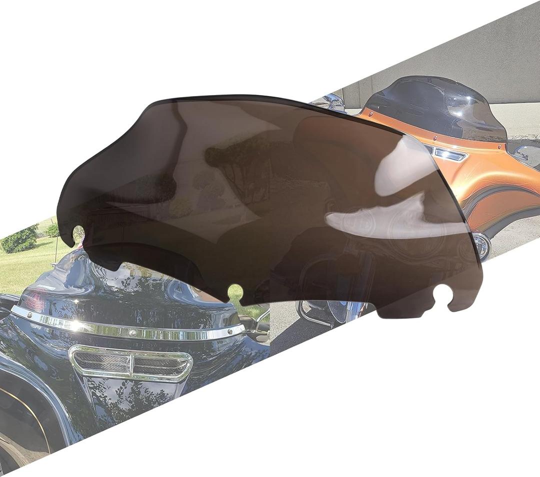 Motorcycle 9 inch Wave Windshield Windscreen Fit for Harley Touring Street Glide FLHX Electra Glide FLHT Ultra Limited FLHTK Tri Glide FLHTCUTG 2014-2025 (Smoke)
