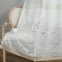 VOGOL Farmhouse Sheer Curtains with Lace Embroidered Leaf Window Drapes Light Filtering Voile Panels for Romantic and Elegant Home Decor 2 Panels, 
52 x 96
 (*Beige B1)
