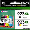 4Pack 923XL Ink Cartridge Combo Pac High-Yield - 1000 Black/800 Color Pages | with Chip | Compatible with Home, Office, School Printers | Replacement for OfficeJet 9110 9110b (923XL-4PACK)