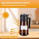 (2-Piece) Olive Oil Dispenser and Oil Sprayer for Cooking with Labels, 16oz/470ml Glass Oil Bottle Coated Brown, 2 in 1 Olive Oil Dispenser Bottle for Kitchen, Oil Mister for Air Fryer, Salad, Frying