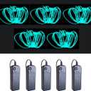 MaxLax EL Wire Ice Blue 5-Pack, 9ft/2.75m Neon Light Wire with Noise Reduction and Battery Pack