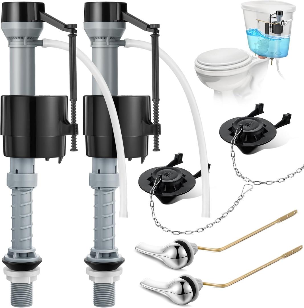 Saillong Universal Toilet Flusher Replacement Kit, Fill Valve, 2-Inch Flapper, Side Mount Handle Lever, Water-Saving, Adjustable Toilet Repair Kit Inside Tank, Easy to Install(2 Set,Dark Grey, Black) Saillong Universal Toilet Flusher Replacement Kit, Fill Valve, 2-Inch Flapper, Side Mount Handle Lever, Water-Saving, Adjustable Toilet Repair Kit Inside Tank, Easy to Install(2 Set,Dark Grey, Black)