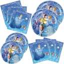 40Pack Cinderella Party Supplies include 20 plates, 20 napkinsfor Cinderella birthday party decoration, (YRY)