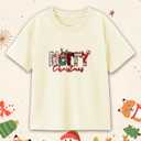 Toddler Boys Christmas Shirt Girls Kids Ugly Xmas T-Shirt Short Sleeve Cotton Tee Top 2T-8Y (Snowflake Merry Christmas)