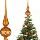 Gejoy Mexican Glass Christmas Finials Tree Topper Platos De Barro Ornaments Cielito Lindo Spherical Blown Glass Mexicanos Tree Topper Finials Holiday Indoor Suitable for Party Decoration, 9.8inches (Brown)