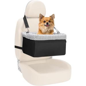 Dog Car Seat for Small Pets Under 20lbs, Booster Seat with Metal Frame, Double-Layer Oxford Fabric, Safety Leash for Dogs and Cats