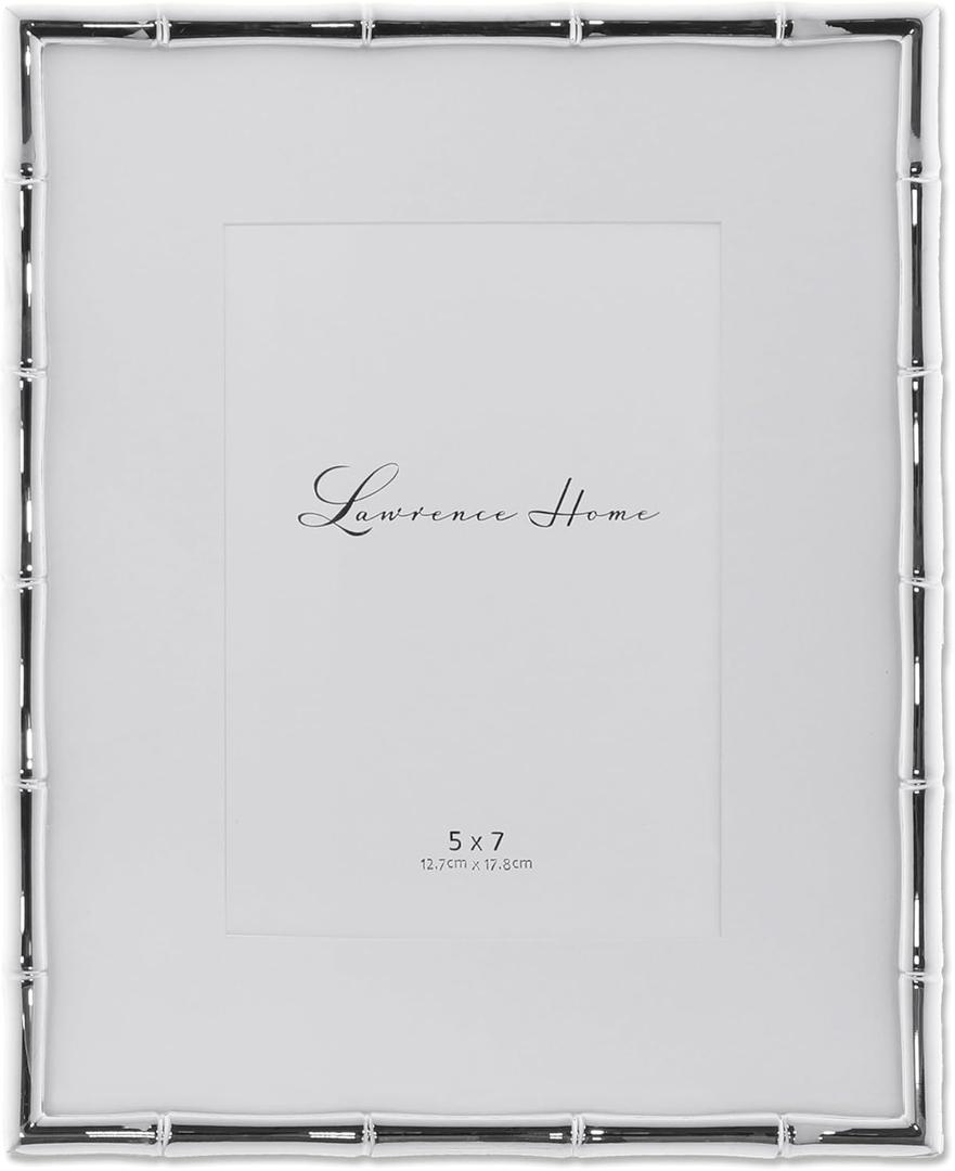 Lawrence Frames Bamboo Design Metal Frame, 8x10, Matted 5x7, Silver
