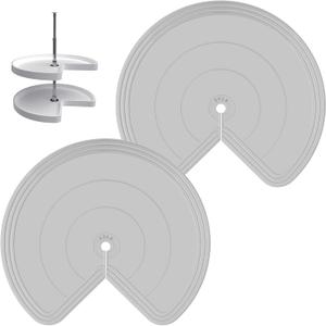 Lazy Susan Shelf Liner,Silicone Lazy Susan Liners for Dual Tier Pie Cut Lazy Susan Organizer,Non-Slip Thermal Protection Lazy Susan Mat 2 PCS (Gray)