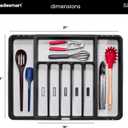 madesmart Expandable Silverware Tray, 8 Compartment Silverware Organizer for Forks, Knives & Spoons, Non Slip, Soft Grip Base, Expands to Fit Most Drawers, Carbon