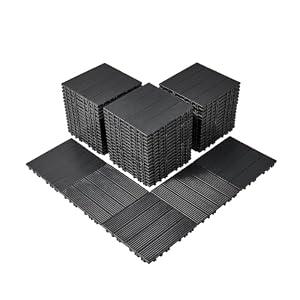 VEVOR 54 sq. ft Plastic Interlocking Deck Tiles, 54 Pack,12"x12" Waterproof Non-Slip Outdoor Flooring All Weather Use, Patio Floor Decking Tiles for Porch Poolside Balcony Backyard, Dark Grey