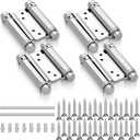 4pcs 3in Double Action Spring Hinges Swinging Hinges Stainless Steel Cafe Saloon Door Swing Self Closing, Including Pins and Screws for Saloon, Cafe, and Bar