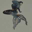 Demissle Metal Mermaid Wall Art Rustic Hanging Mermaid Wall Decor Blue Elegant Sculpture Decorations for Room Wall Patio Swimming Pool Bathroom(Delicate Style)