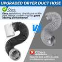 Dryer Vent Hose for Tight Space, 90 Degree Dryer Vent Elbow Connector Kit with 6-Layer Flexible Aluminum Duct, Space-Saving 4 Inch Dryer Hose Kit with Elastic Rubber Seal
