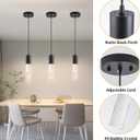 Black Pendant Lights Kitchen Island, Crystal Bubble Pendant Lights, Adjustable Modern Pendant Light Fixtures for Dining Living Room Bedroom 3 Pack