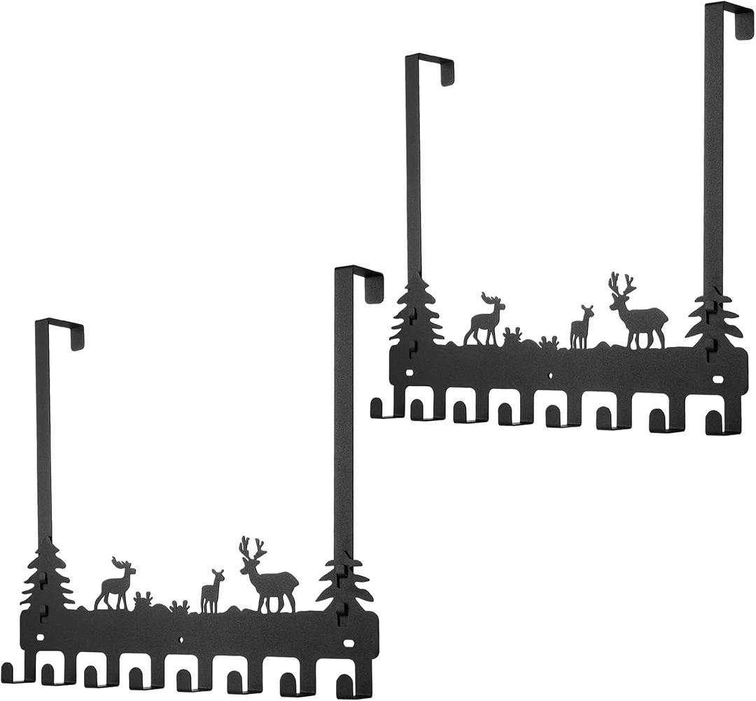 2 Pack Over Door Clothes Hanger Shower Room Over Door Hooks Black 8 Hooks