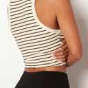 MakeMeChic Women's Striped Crew Neck Crop Tops Sleeveless Fitted Summer Tank (XL)