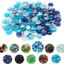 Skyflame 10-Pound Blended Fire Glass Beads for Fire Pit Fireplace Landscaping, 1/2-Inch Cobalt Blue, Crystal Ice, Caribbean Blue Luster