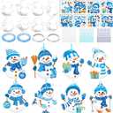 48 Sets Winter Snowman Crafts Kit Snowman Craft Ornaments Bulk Make Your Own Christmas Sticker Craft DIY Paper Hanging Decorations for Winter Christmas Party Decor Activities