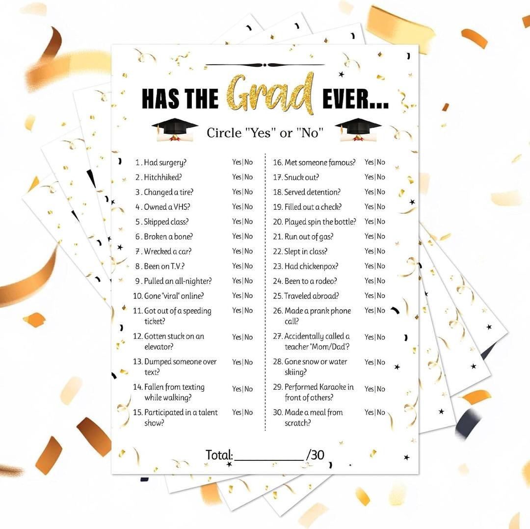 Graduation Party Games - Has the Grad Ever Grad Party Favors - Graduation Favors for Guests 2026 for High School Senior College -25 Pcs -A05