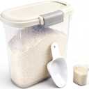 Large Rice Storage Container 15-20 Lbs, Tall Flour Container with Scoop + Cup - Slim Dry Food Storage Bin for Cereal, Sugar, Beans, Pet Dog Cat Food Container - Kitchen and Pantry Storage Organization