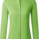 siliteelon Button Down Shirts for Women Long Sleeve Dress Shirts Wrinkle Free Collared Work Office Solid Blouses Tops