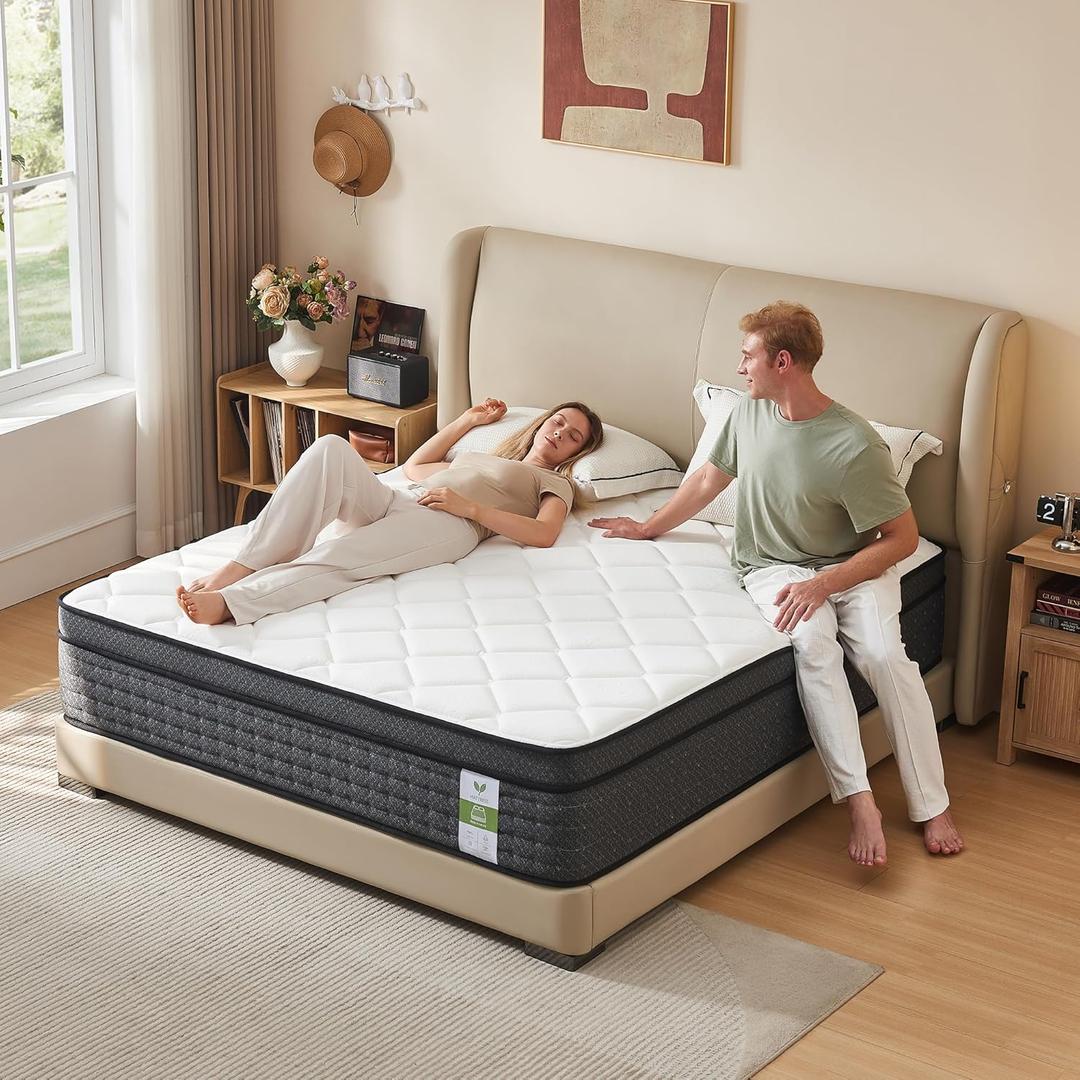 12 Inch Full Mattress in a Box: Hybrid Memory Foam Full Size Mattress for Pressure Rrelief, Medium Firm Full Bed Mattress with Zoned Pocket Coils for Responsive Support & Motion Isolation, 75"x54"