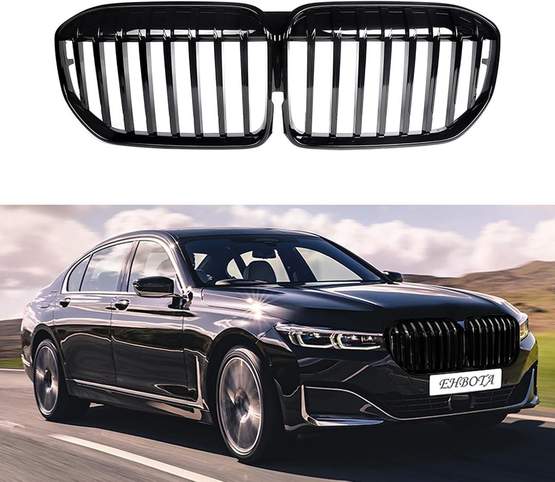 G11 G12 Grill/Front Grilles Kidney Grill Replacement for BMW 7 Series G11 G12 LCI 2020-IN 1Pcs/Set (Single Slat Gloss Black)