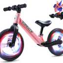 EagleStone Colorful Lighting Toddler Balance Bike 3 Year Old,Lightweight Bike for 2 Year Old Boys Girls with Inflatable Tires and Adjustable Seat, Birthday Gift,Pink