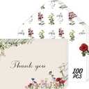 Thank You Cards with Envelopes, 100 Pack 4x6 Inch Vintage Flower Blank Notes, Elegant Floral Design, Thank You Cards for Birthday, Wedding, Anniversary