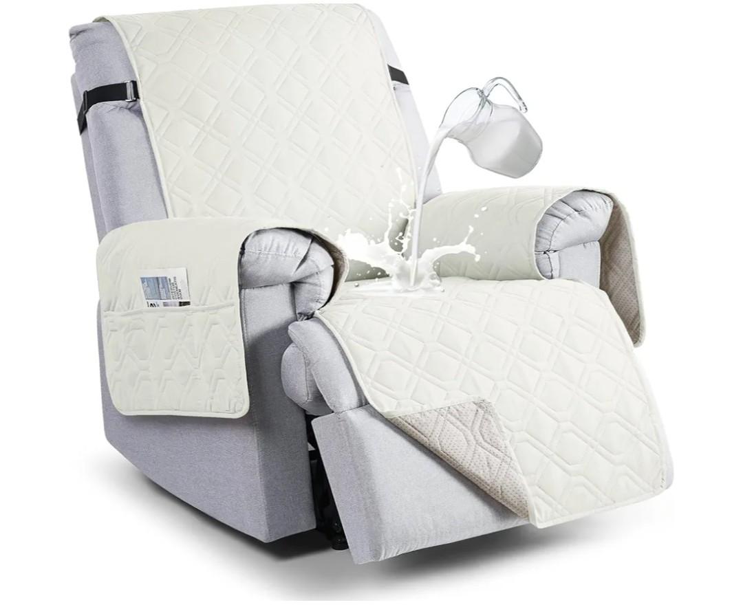 VANSOFY 100% Waterproof Recliner Chair Covers Washable, Off White, 23.6"
Non-Slip, Slipcover with Pocket, Furniture Protector, Elastic Straps, Chair Cover for Pets, Dogs