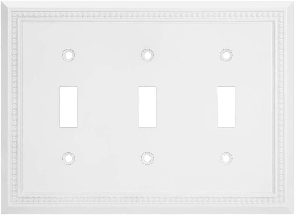 Henne Bery Sunken Pearls Heavy Duty Decorative Wall Plate Switch Plate Outlet Cover (Triple Toggle, White)