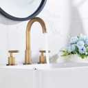 GGStudy 2-Handle Bathroom Faucet 3 Holes 360 Swivel Spout Antique Brass Widespread Bathroom Sink Faucet with Pop Up Drain