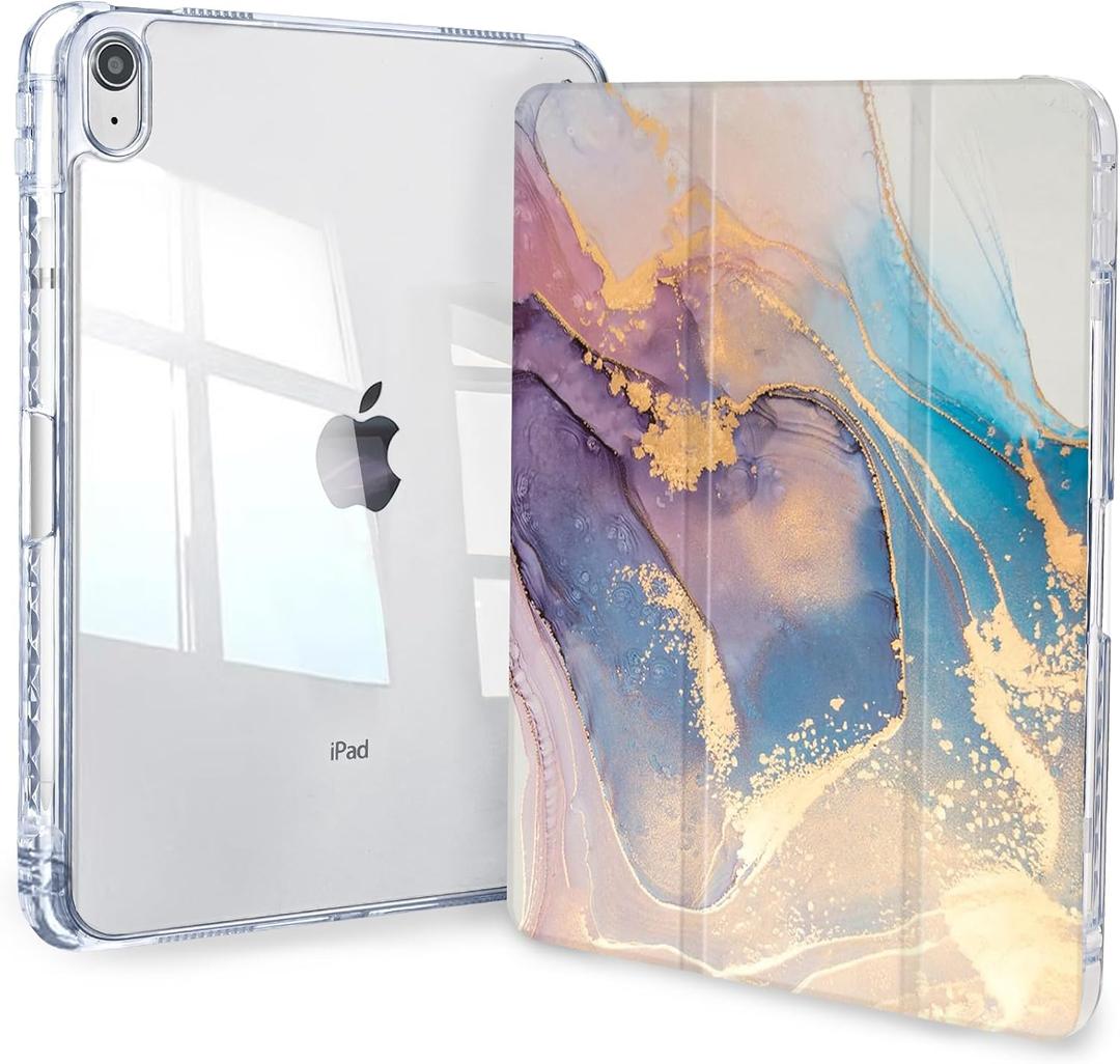 Case for iPad A16 11th/10th Generation 2025/2022 10.9 Inch, Slim Trifold 10th Clear Back Transparent Cover with Pencil Holder & Auto Sleep/Wake Cover