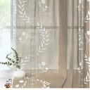 Schweek Tan Boho Curtains for Living Room 84 Inches 1 PanelLinen Floral Cute Curtains Semi Sheer Country Rustic Window Western Curtain