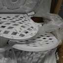 C/G Bistro Set 3 Piece Outdoor Cast Aluminum Patio Bistro Set with Umbrella Hole and Armrests,Outdoor Bistro Table Set,Patio Furniture Set Front Porch Set for Yard Garden Villa (White)