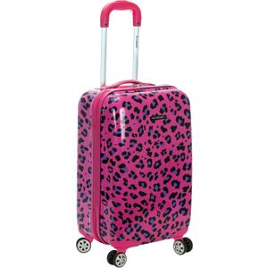 Rockland Safari Hardside Spinner Wheel Luggage, Magenta Leopard, Carry-On 20-Inch