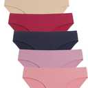 Caterlove Women's Seamless Underwear No Show Stretch Bikini Panties Silky Invisible Hipster 6 Pack, Medium