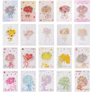 CSH 60 Pcs Thank You Cards Bulk (20 Floral Designs, 3 Pcs in Each) with 60 Colorful Envelopes, 3.85x5.35 Inches, Assorted Blank Greeting Cards Folded for All Occasions