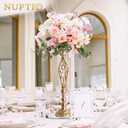 Versatile Metal Flower Arrangement, Candle Holder Stand Set for Wedding Party Dinner Centerpiece Event Restaurant Hotel Decoration (Twist Style, 10 x L)